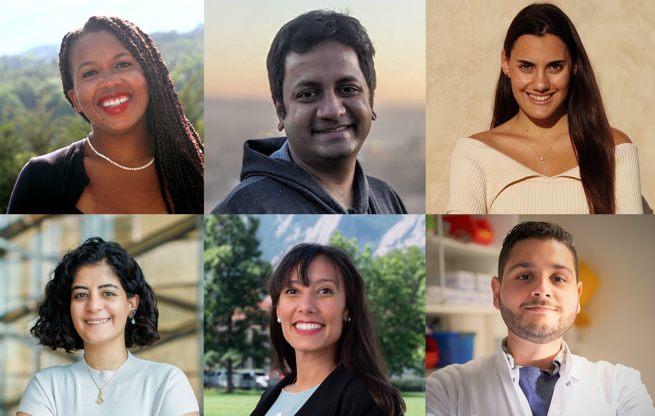 Top row (from left to right): Heather Snell, Karthik Shekhar, Constantina Theofanopoulou Bottom row (from left to right) Leena Ali Ibrahim, Tahra Eissa, Kauê Machado Costa